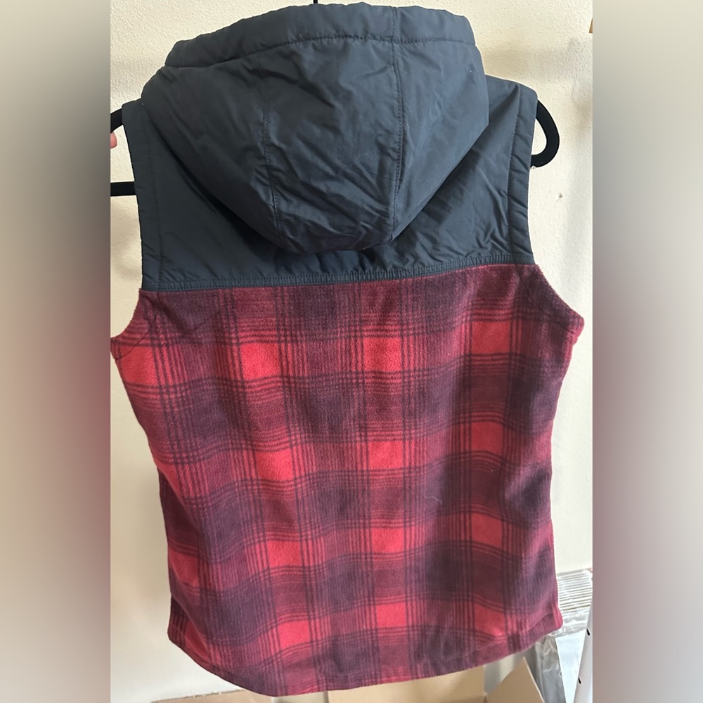 Columbia Red Plaid Hoodie Vest Size Large - Picture 2 of 3